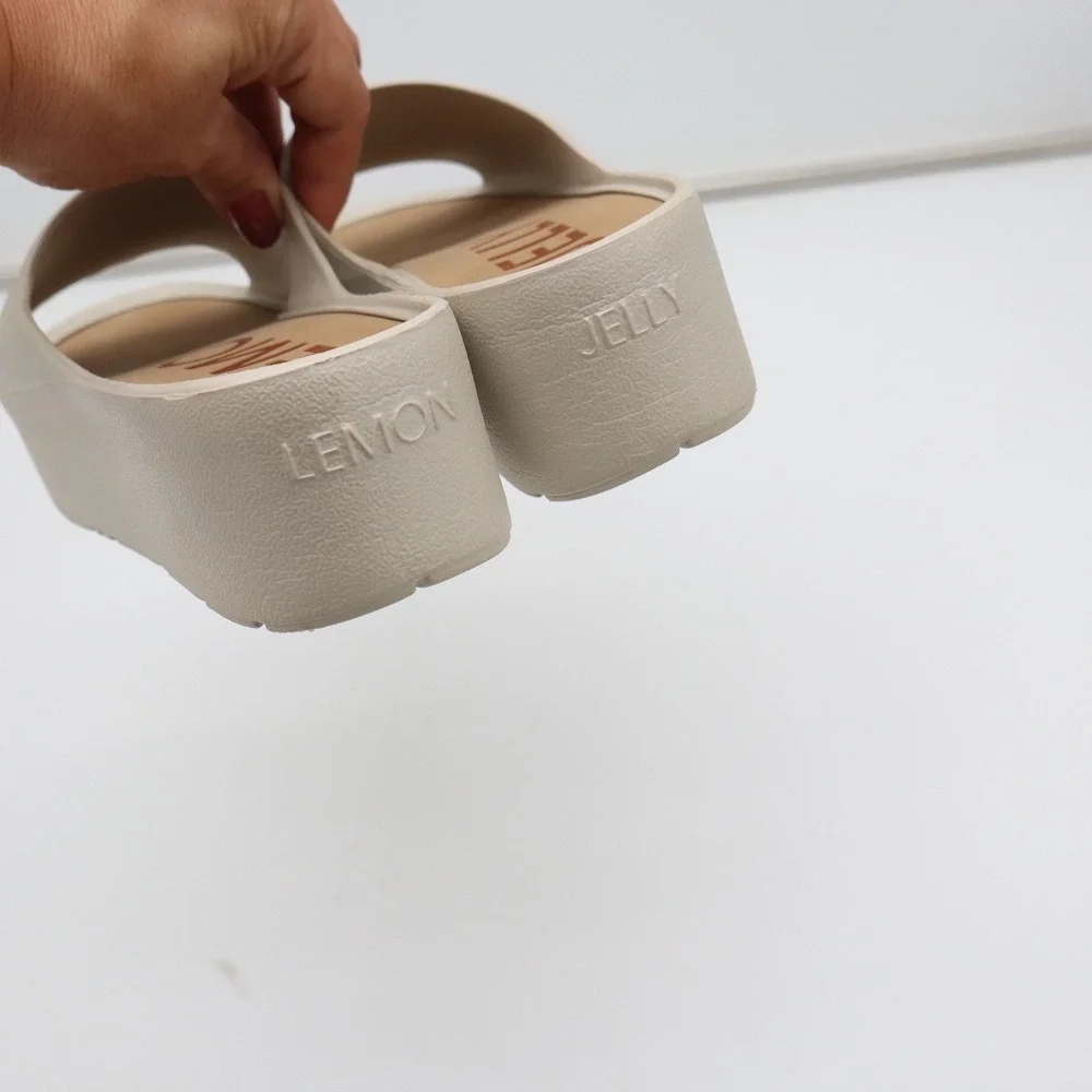 Lemon Jelly Sandals Womens 38 Sunny Platform Slide Beige Vegan Excellent